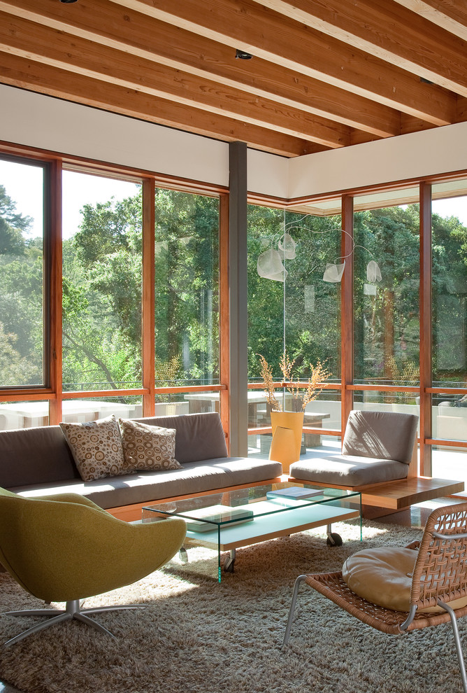 Photo of a large modern open plan living room in San Francisco.