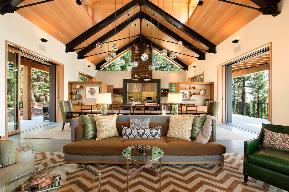 Foto di un soggiorno design aperto con sala formale e pareti beige