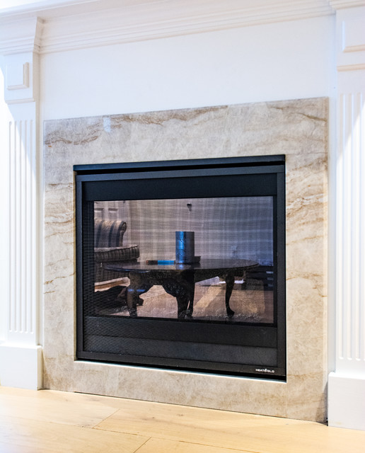 Taj Mahal Quartzite Fireplace Surround Traditional Living Room