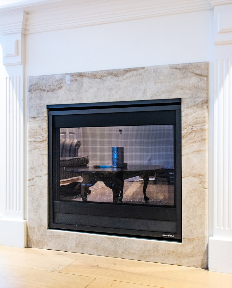 Taj Mahal Quartzite Fireplace Surround Traditional Living Room