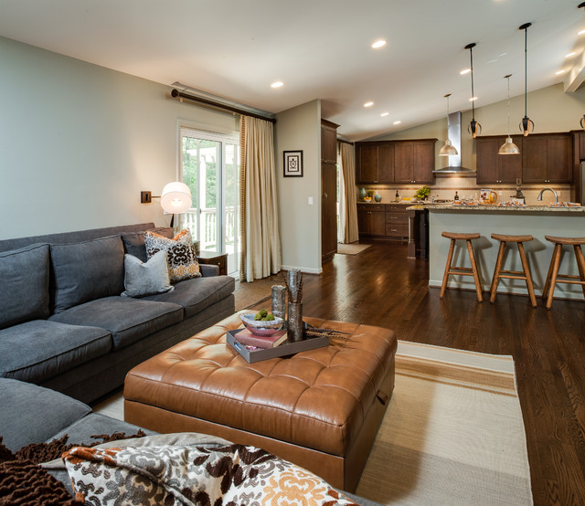 Taking down walls Transitional Living Room Detroit by Harrison