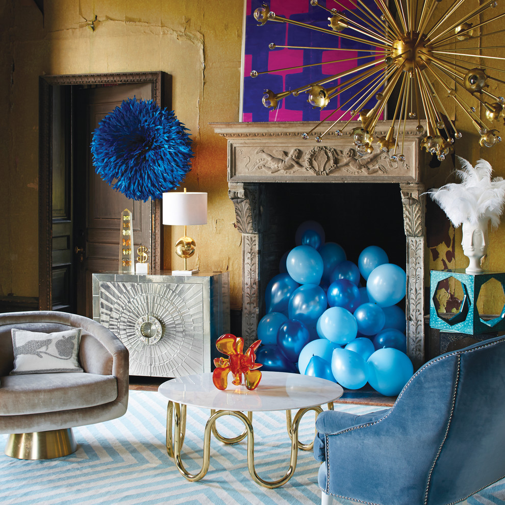 Inspiration for a retro living room in New York.
