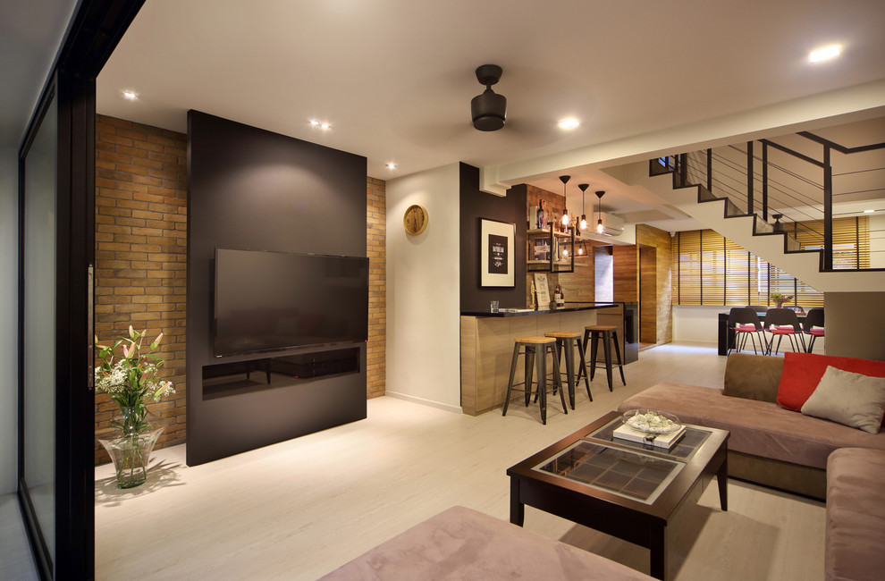 Example of a trendy living room design in Singapore