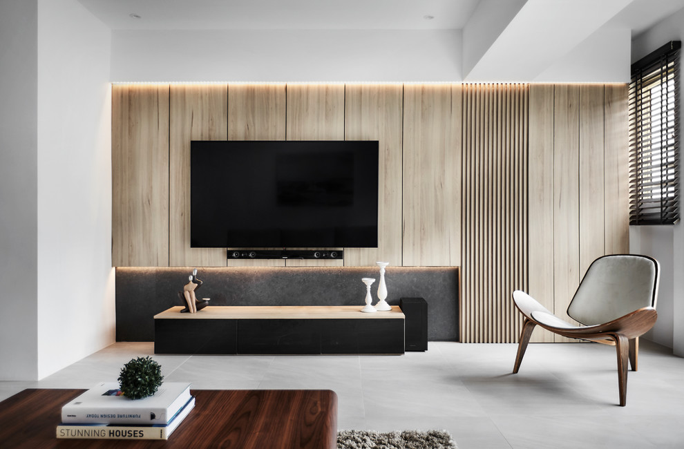 Inspiration for a modern family room remodel in Singapore