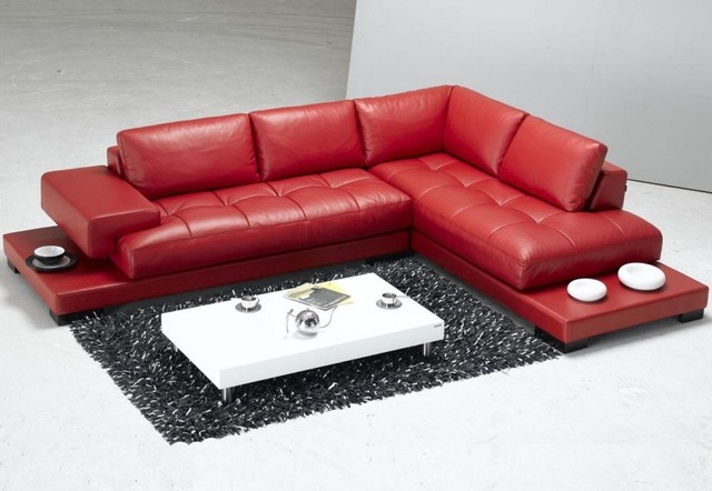 Tango Red Leather Sectional Sofa Modern Living Room Los Angeles By Eurolux Furniture Houzz