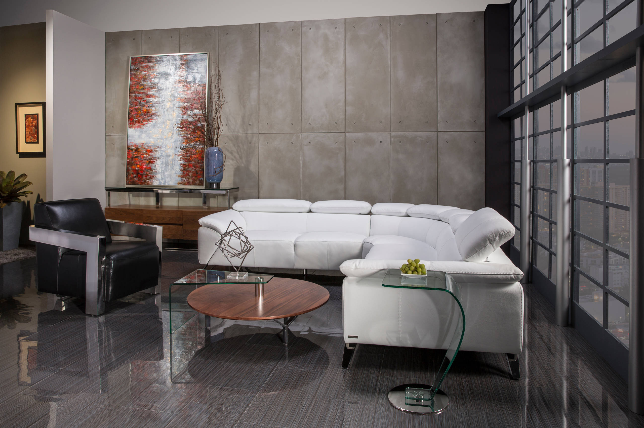 Tesla White Leather Sofa Modern, Leather Furniture Repair Miami
