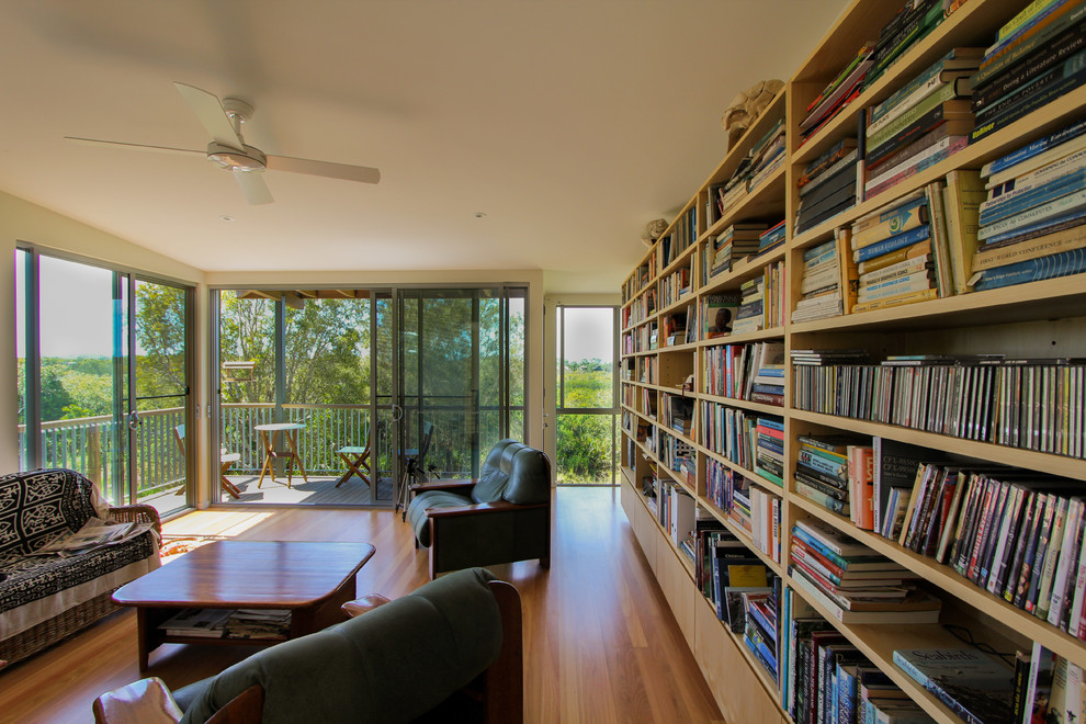 Example of a trendy living room library design in Sunshine Coast