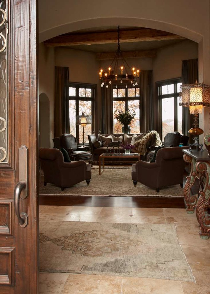 Inspiration for a large traditional living room in Kansas City.