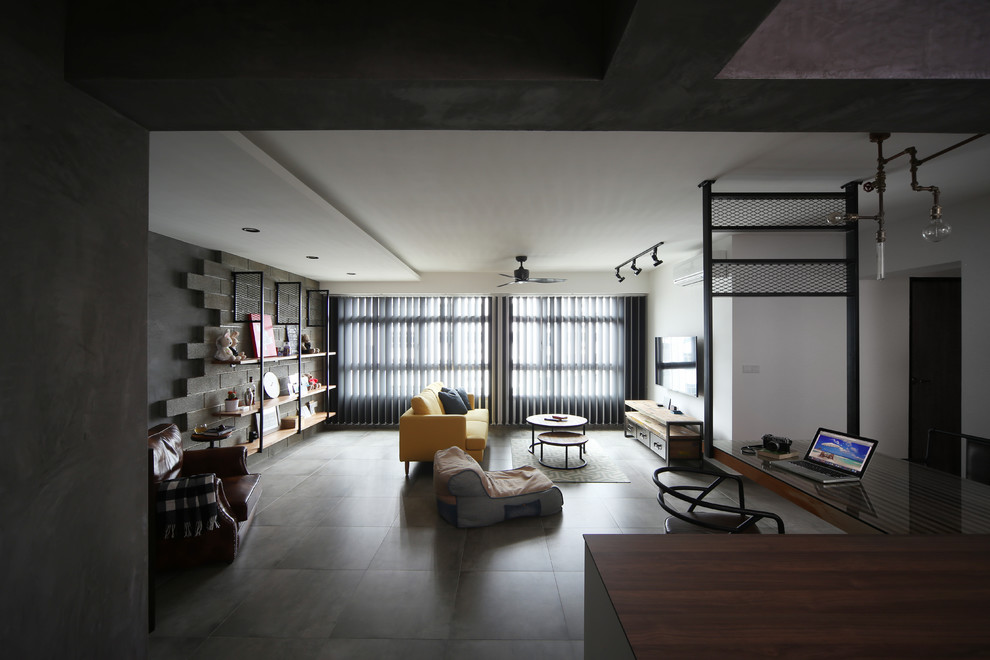 Inspiration for an industrial living room remodel in Singapore