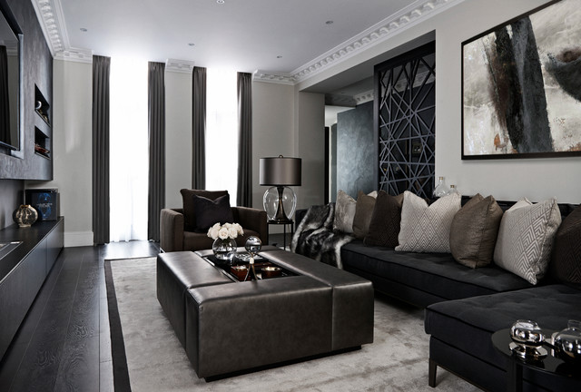 The Bachelor Style Apartment in Knightsbridge - Contemporary - Living Room - London - by Bailey London Interior Design & Build | Houzz UK