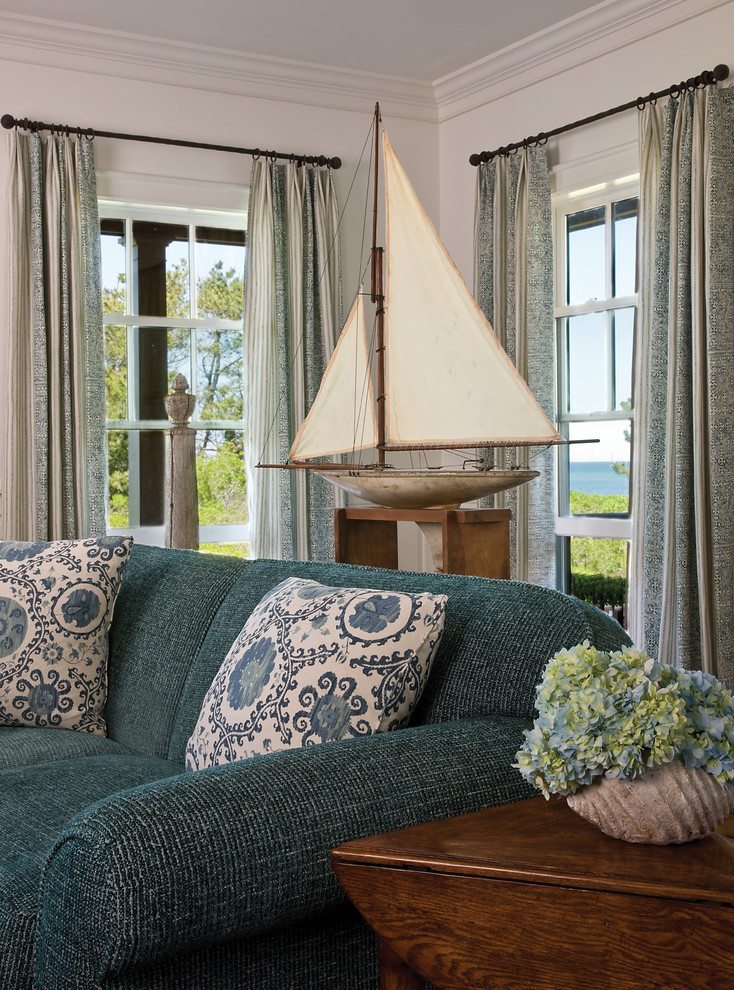 Inspiration for a coastal living room in Boston.