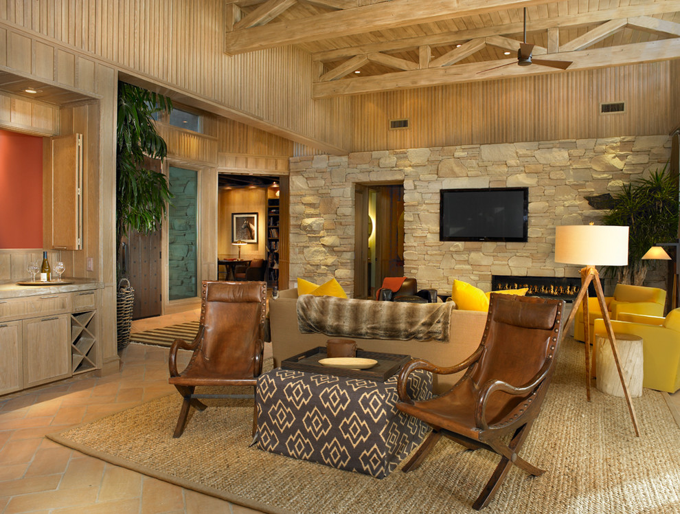 Example of a mountain style living room design in Phoenix