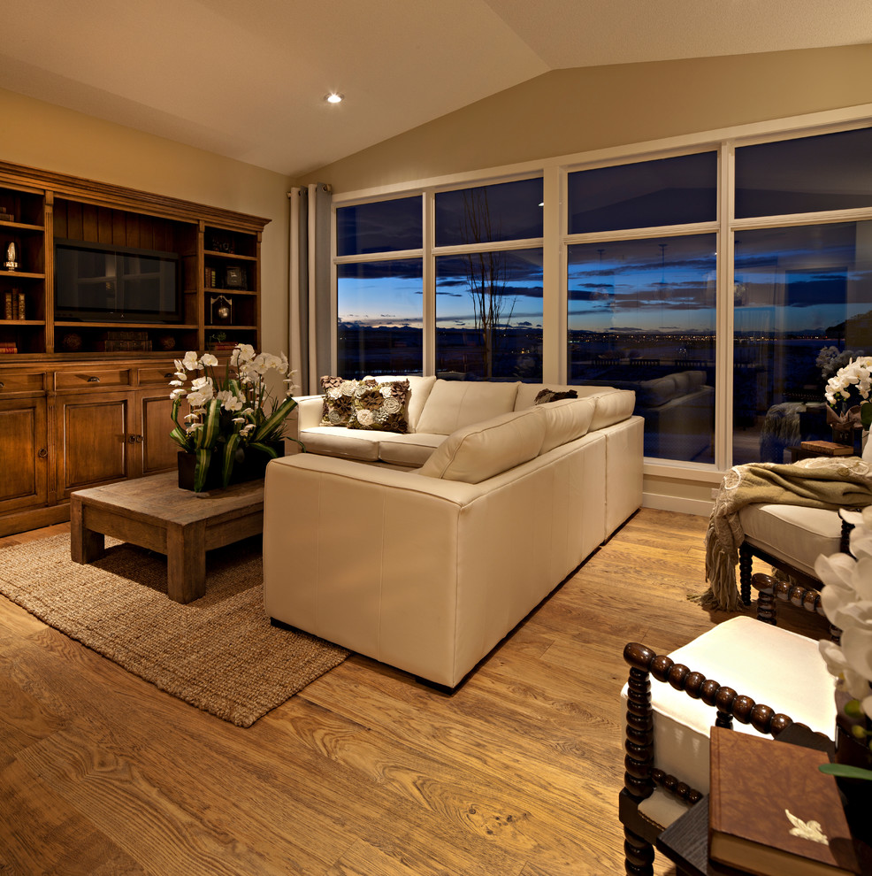 The Hawthorne - Great Room at Dusk - Traditional - Living Room ...