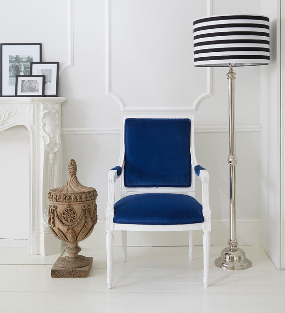 The Kae Collection, Royal Blue Velvet Chair Eclectic Living Room Sussex by French