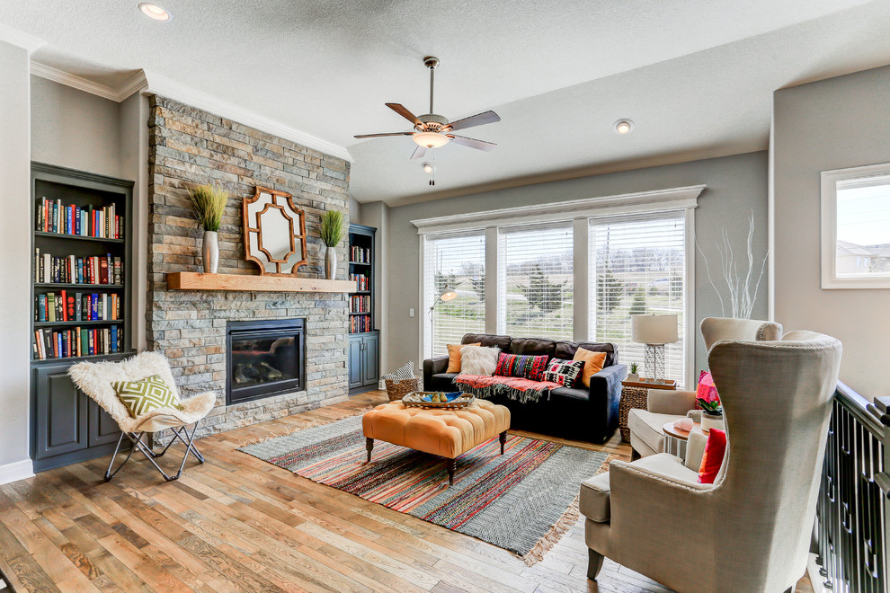 The Kendleton at Creekmoor Villas Transitional Living Room Kansas City by SAB Homes LLC