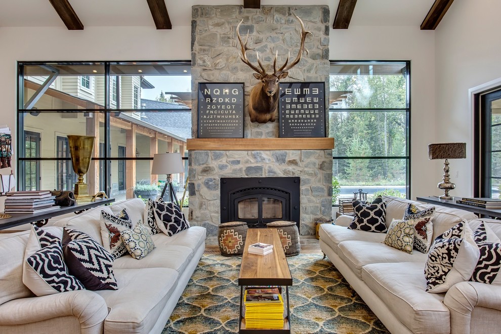 The Massive Hearth. Farmhouse Living Room Calgary by New
