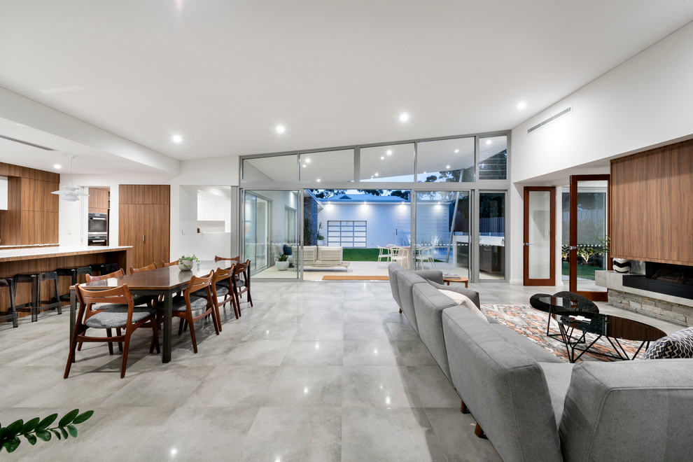 Living room - mid-century modern living room idea in Perth