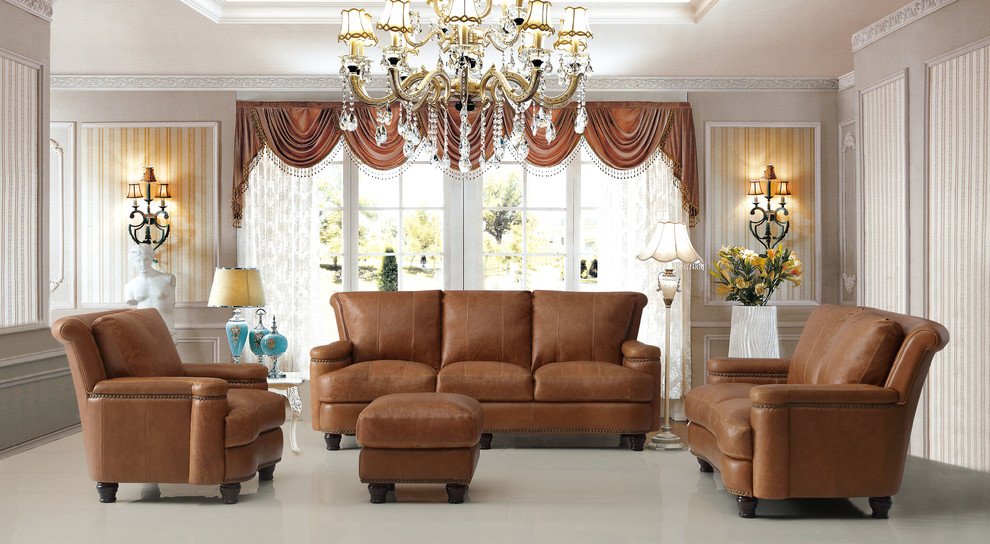 Inspiration for a victorian formal living room with beige floors.