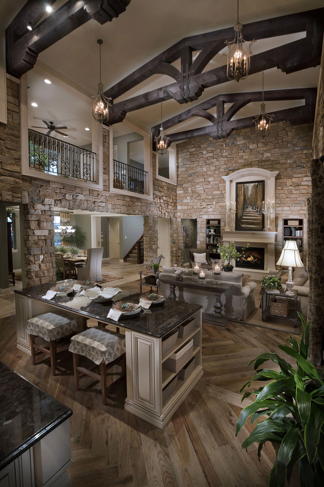 Tuscan living room photo in Denver