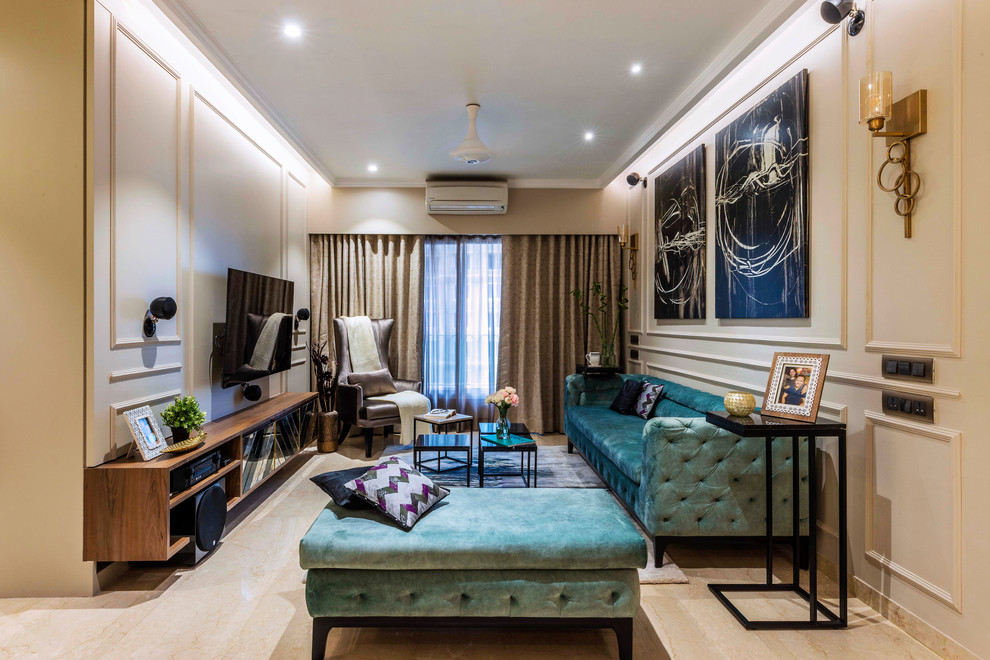 This is an example of a modern living room in Mumbai.