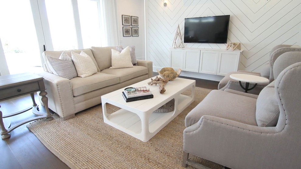 Design ideas for a coastal living room in Jacksonville.