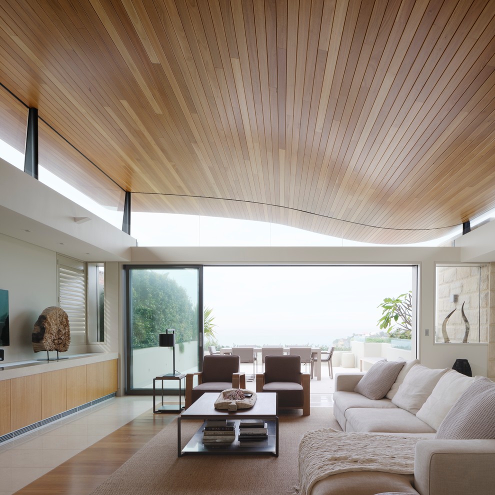 Photo of a medium sized contemporary open plan living room in Sydney.