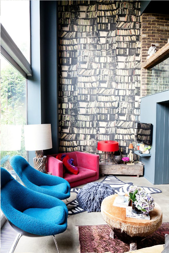 Example of an eclectic living room design in London