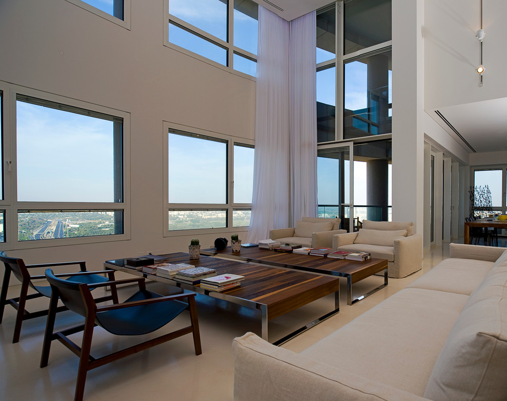 Inspiration for a contemporary open concept living room remodel in Other
