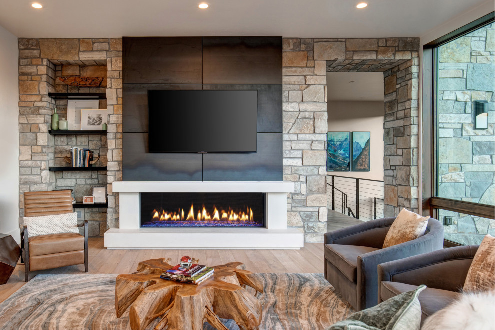Living room - contemporary living room idea in Salt Lake City