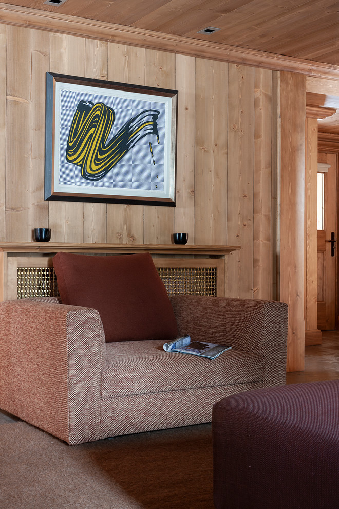 Свежая идея для дизайна: изолированная гостиная комната среднего размера в скандинавском стиле с с книжными шкафами и полками - отличное фото интерьера