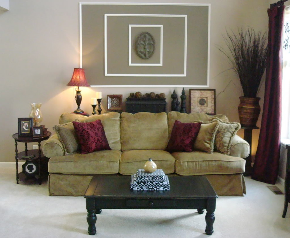 This is an example of a classic living room in Indianapolis with beige walls.