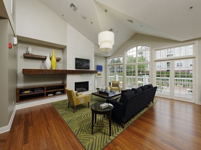 Modernes Wohnzimmer mit braunem Holzboden in Brisbane