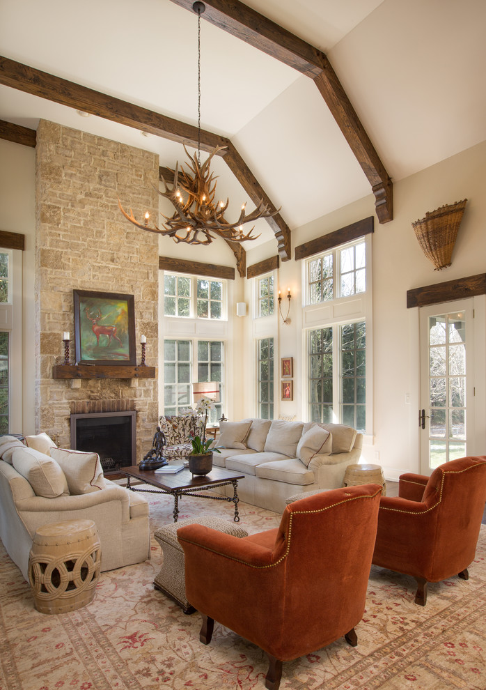 Example of a mountain style living room design in Columbus