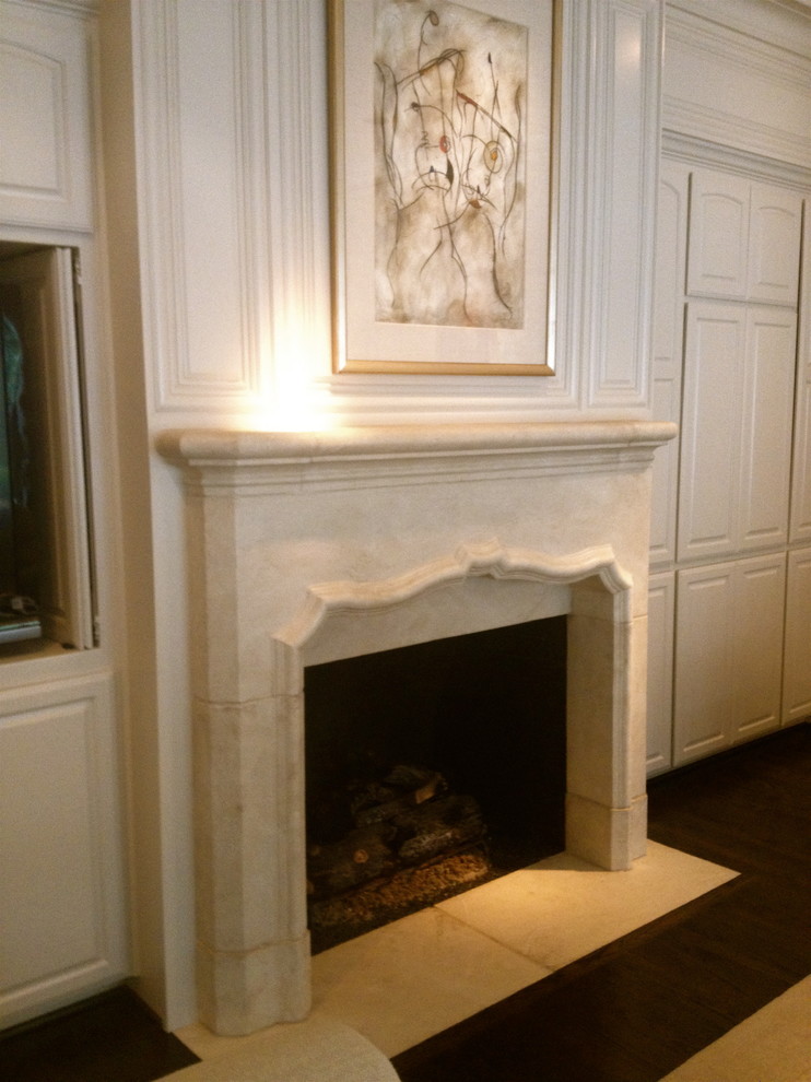 Inspiration for a contemporary living room remodel in Dallas with a standard fireplace
