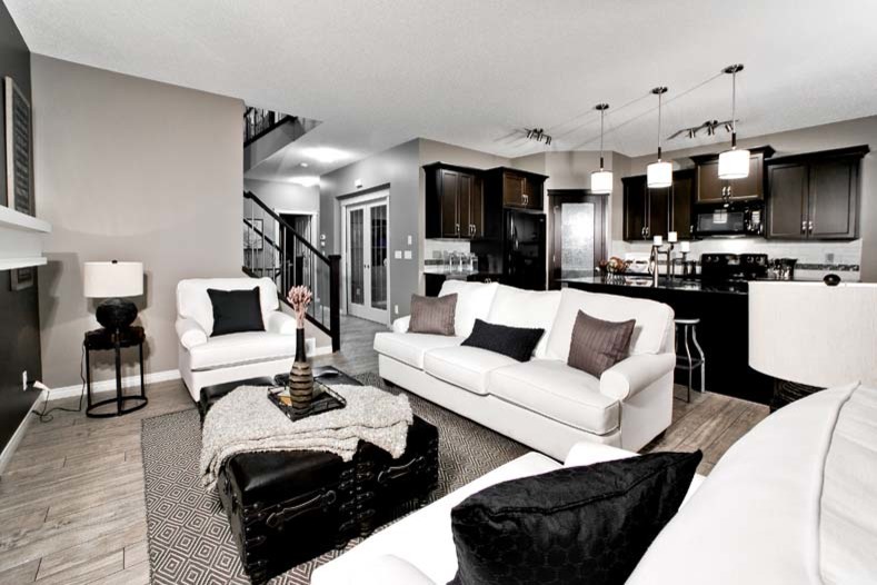 Design ideas for a contemporary living room in Calgary.