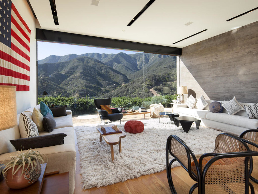 Photo of a large contemporary living room in Santa Barbara.