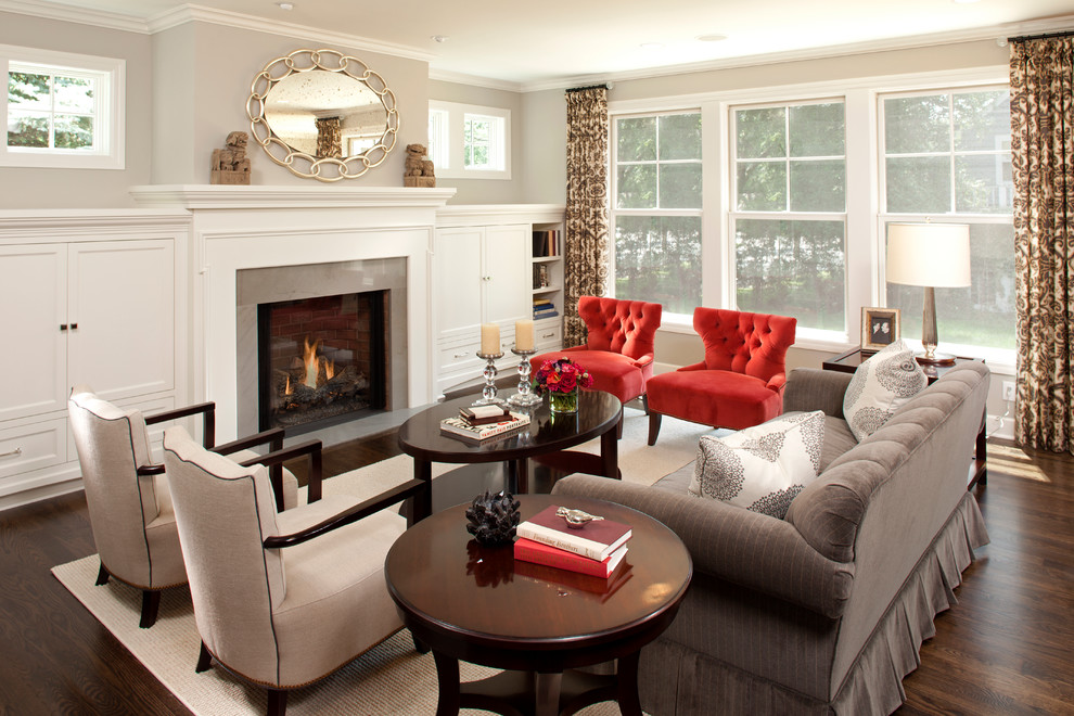Elegant living room photo in Minneapolis with gray walls