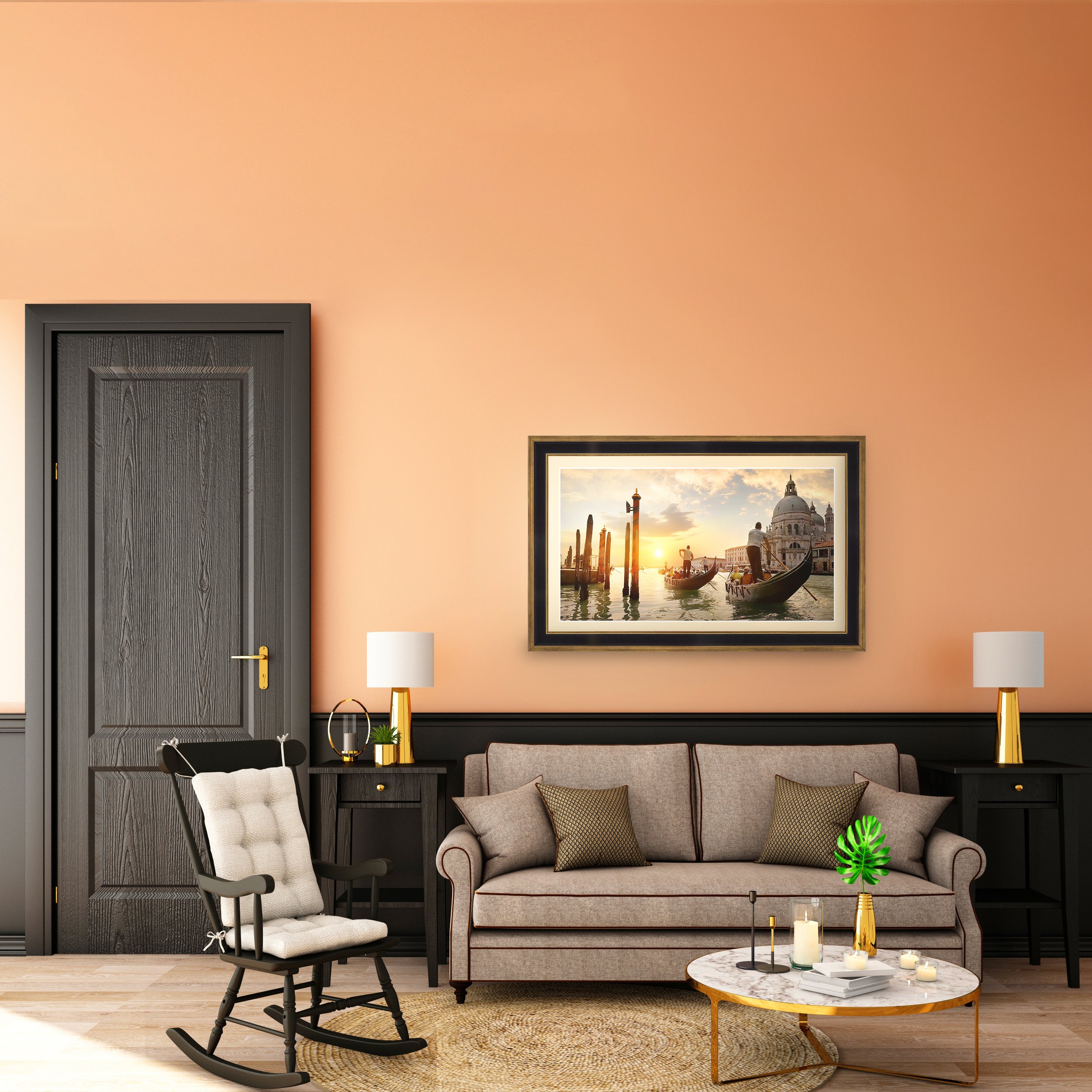75 wohnzimmer mit oranger wandfarbe ideen & bilder - august 2023
