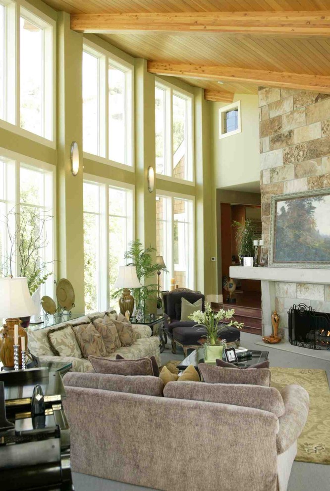 Design ideas for a classic living room with a standard fireplace.