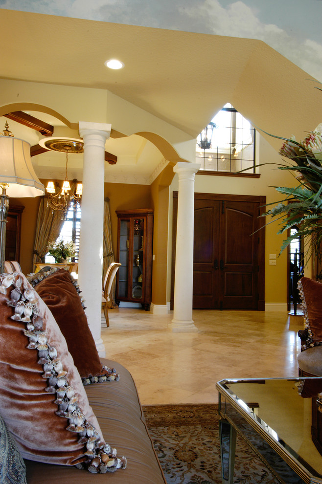 Design ideas for a large mediterranean living room in Tampa.