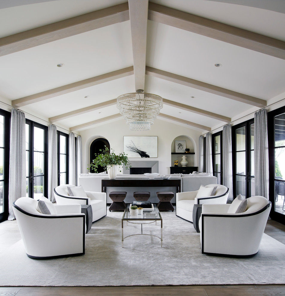 Transitional formal living room photo in Orange County with white walls