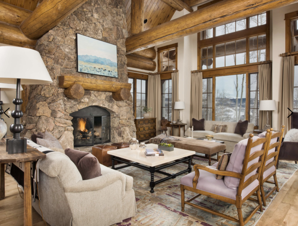 transitional rustic living room