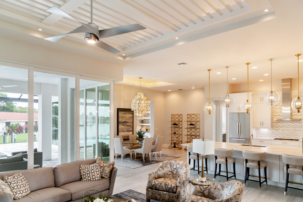 Tundra Homes Model in Cape Coral, FL Transitional Living Room