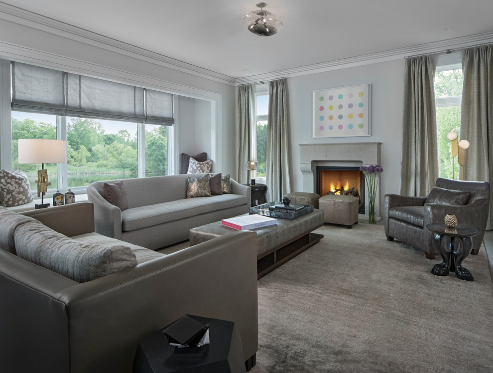 Inspiration for a transitional living room remodel in Detroit