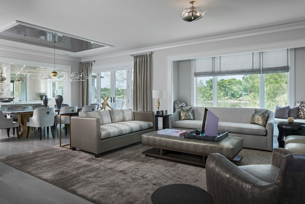 Living room - transitional living room idea in Detroit