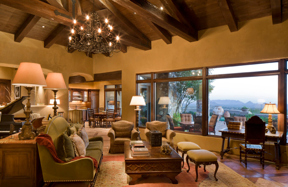 Example of a tuscan living room design in Phoenix