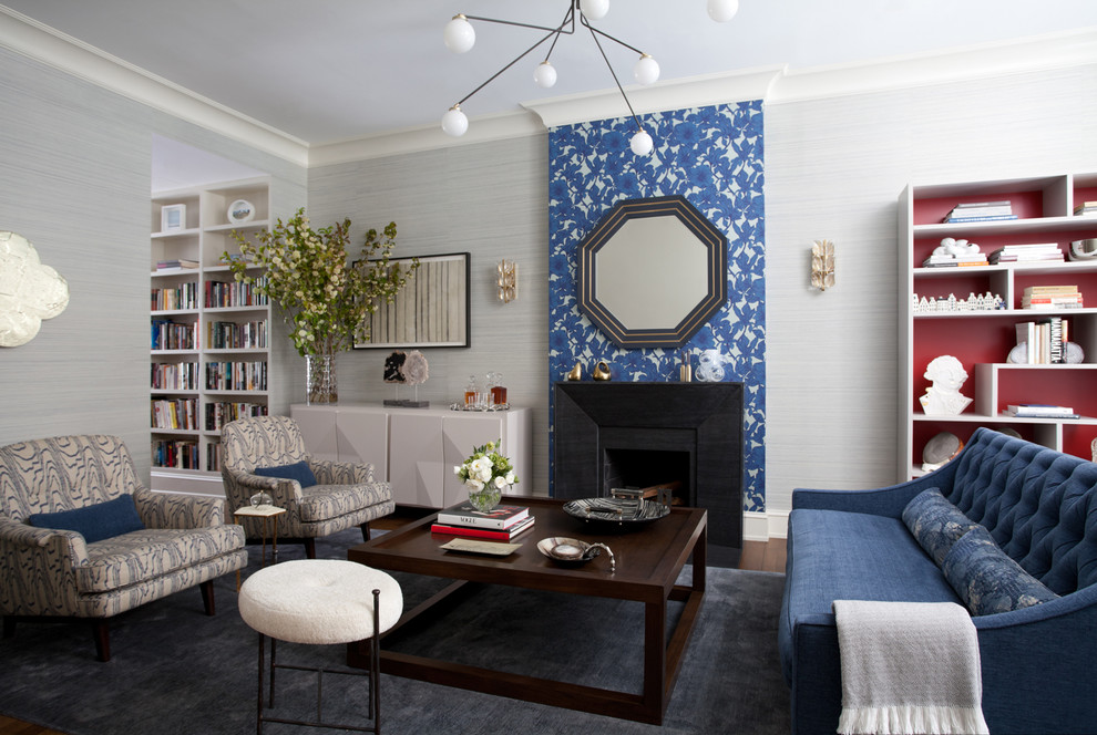 Trendy living room photo in New York