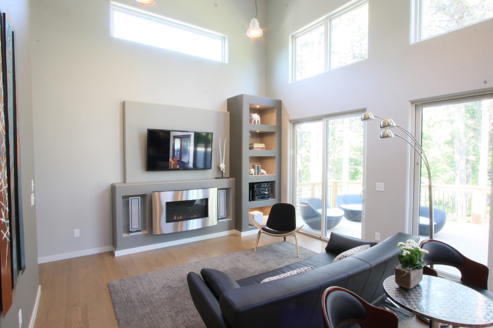 Inspiration for a modern living room in Cedar Rapids.