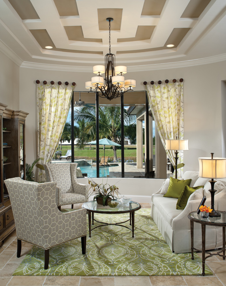 Living room - mediterranean living room idea in Tampa