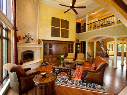 Inspiration for a mediterranean living room in Milwaukee.